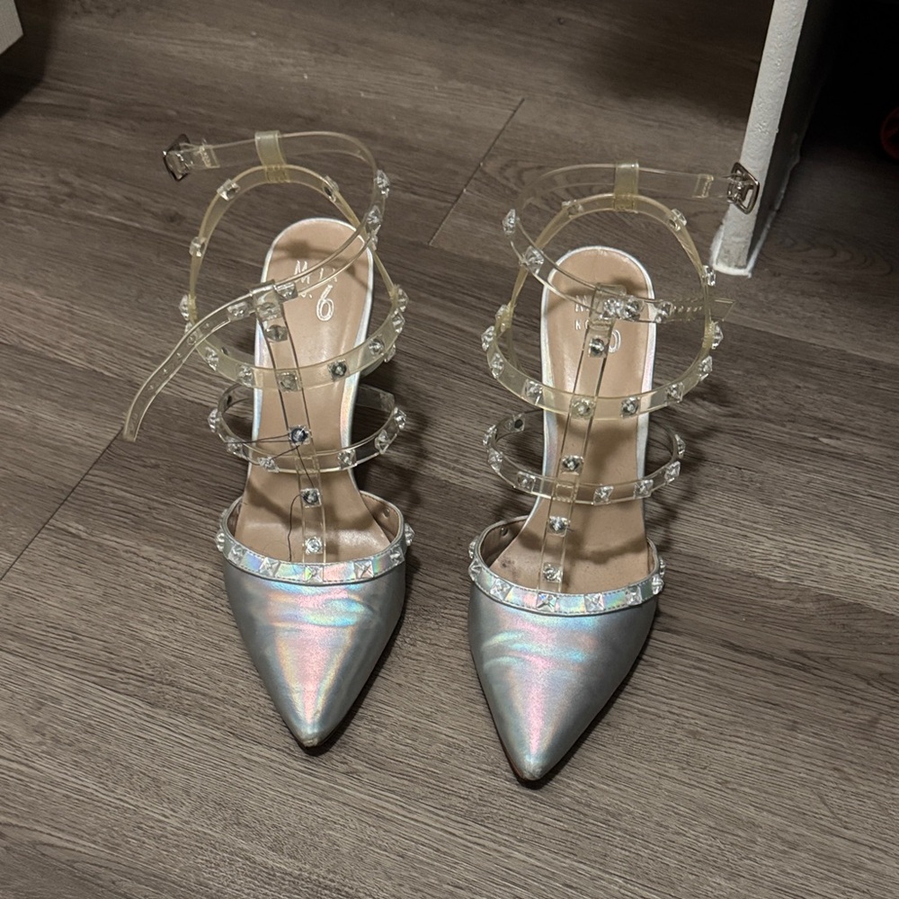 Mix No. 6 Silver Iridescent Strappy Heels